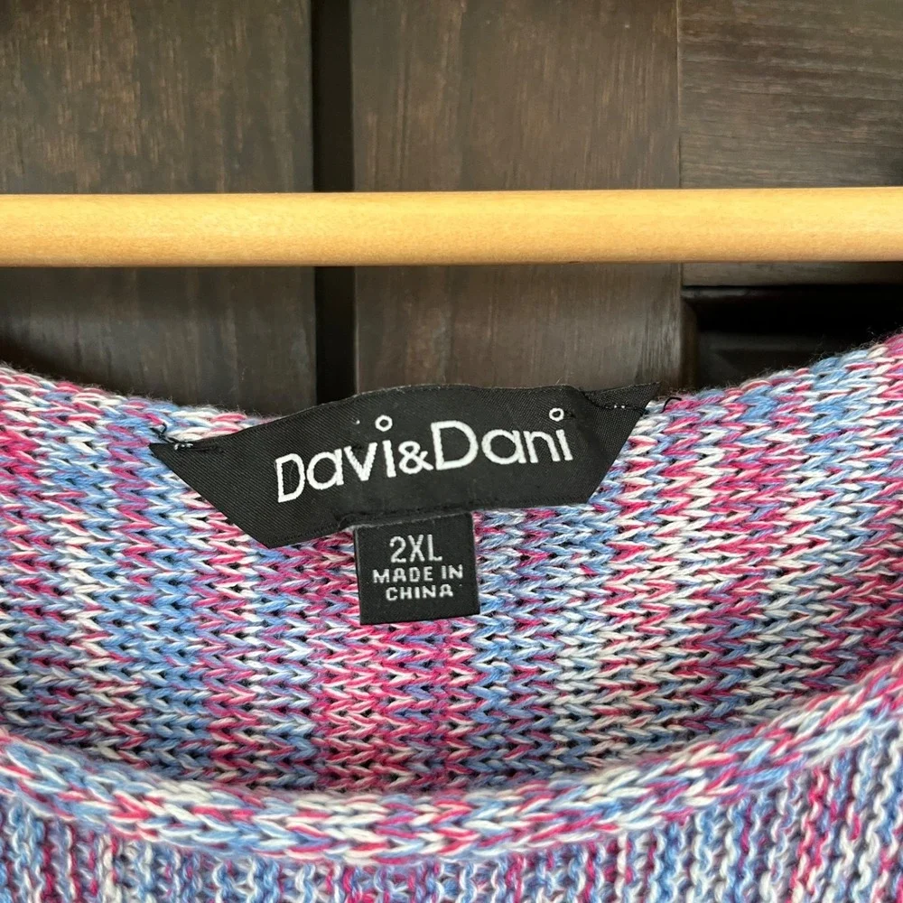 DAVI & DANI Colorful Sweater Dress Swim Cover Up Size 2XL Fringe Flowy Comfort - Picture 2 of 5